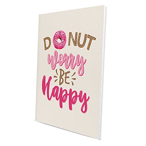 Wayfare Art, Donut Worry Be Happy Canvas Prints Artwork Wall Art Poster for Home Office Living Room Decorations 8 x 10 inch