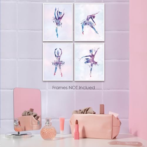 Wall Art Ballet Wall Décor Prints Posters for Room Aesthetic Watercolor Modern Elegant Ballet Dancer Ballerina Gift Dance Artwork for Bedroom Living Room Girls Room, Set of 4 Unframed, 8 x 10 Inch