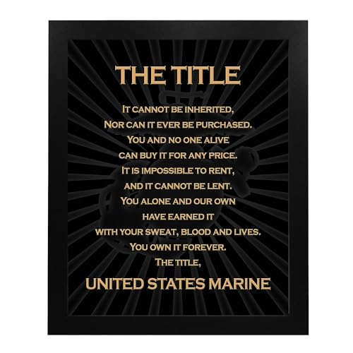 The Title - United States Marine Patriotic US Marine Corps Wall Art Poster, This Military Wall Decor Is An Ideal Wall Art For Marines and Veterans Home and Military -School Decor, Unframed - 8x10”