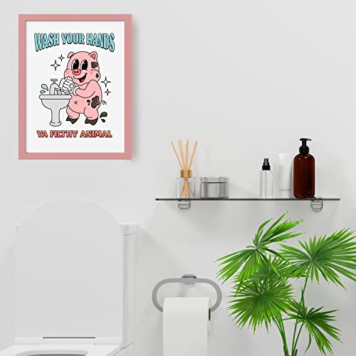 Palettes and Prints Bathroom Wall Art, Bathroom Art, Kitchen Decor, Kitchen Wall Art, Wash Your Hands Sign, Funny Bathroom Decor Wall Art, Retro Poster, Cute Posters for Room Aesthetic (Unframed)