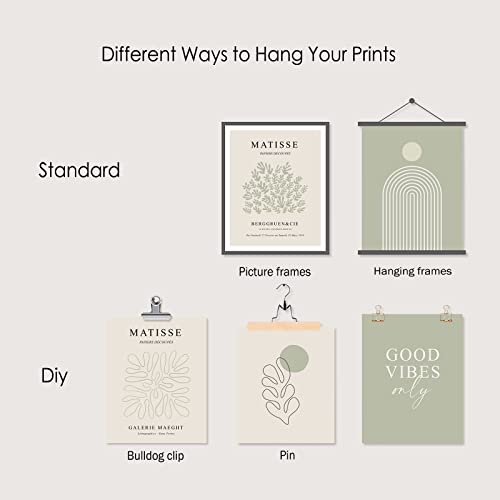 KBKBART Sage Green Matisse Wall Art Prints, Abstract Matisse Wall Art Exhibition Posters, Minimalist Women Body Line Art Leaf Boho Art Prints, Gallery Wall Decor（8x10inch, Unframed