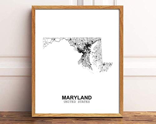 Eleville 8X10 Unframed Maryland United States Country View Abstract Road Modern Map Art Print Poster Wall Office Home Decor Minimalist Line Art Hometown Housewarming wgn177