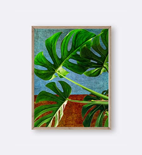 Monstera Leaf Wall Art - Tropical Leaves Art Print - Botanical Wall Decor - Plant Pictures - Nature Posters - Farmhouse Wall Art - Modern Date Palm Leaf Prints - 8x10 - UNFRAMED
