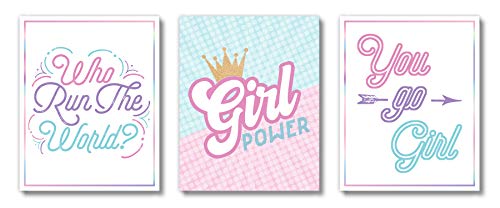 Brooke & Vine Girl Room Wall Decor Art Prints (UNFRAMED 8 x 10) Nursery Wall Decor, Inspirational Wall Art, Motivational Quotes Posters, Kids Tween Teen Room (Girl Power)