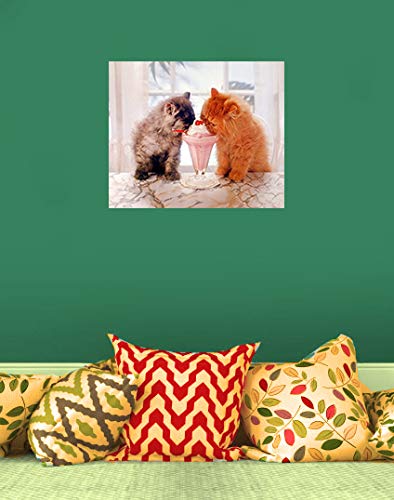 Cute Cat La Perm and Ice Cream Friendship Wall Decor Art Print Poster (16x20)