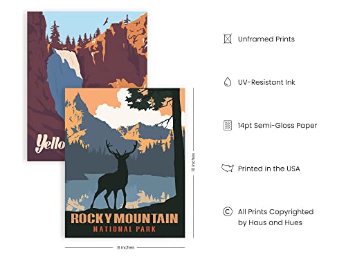 HAUS AND HUES Vintage Poster Set national parks Art Prints Nature Wall Art, and Mountain Print Set Abstract, Mountain Posters, Nature Prints, 8"x10" UNFRAMED