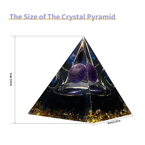 KUNIJIWA Orgone Pyramid of Success-Harness The Power of Healing Crystals, Tiger's Eye and Amethyst to Relieve Stress, Energy Generator Healing Crystal Pyramid
