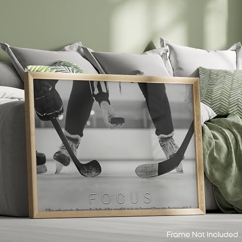 Focus Ice Hockey Goals Sports College Stadium Men Boys Girls Kids Motivational Quotes Posters Bedroom Locker Gift Room Print Office Home Decor 11X14 Inches Unframed