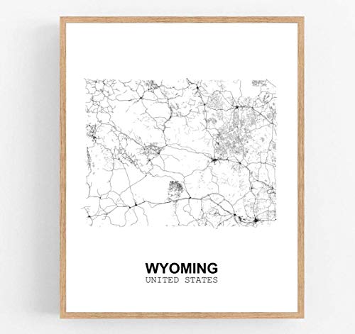 Eleville 11X14 Unframed Wyoming United States Country View Abstract Road Modern Map Art Print Poster Wall Office Home Decor Minimalist Line Art Hometown Housewarming wgn206