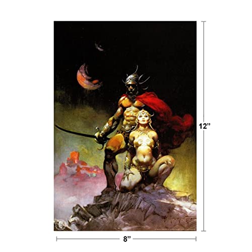 Swords of Mars by Frank Frazetta Wall Art Gothic Fantasy Decor Frank Frazetta Artwork Scary Art Prints Horror Battle Posters Frazetta Illustration Death Nude War Thick Paper Sign Print Picture 8x12