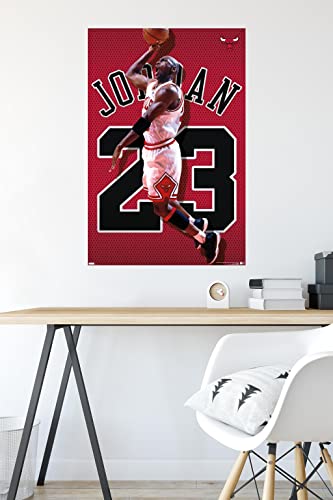 Trends International Michael Jordan - Jersey Wall Poster, 22.375" x 34", Poster & Mount Bundle