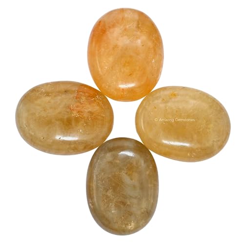 Citrine Palm Stone - Pocket Massage Worry Stone for Natural Body Chakra Balancing, Reiki Healing and Crystal Grid