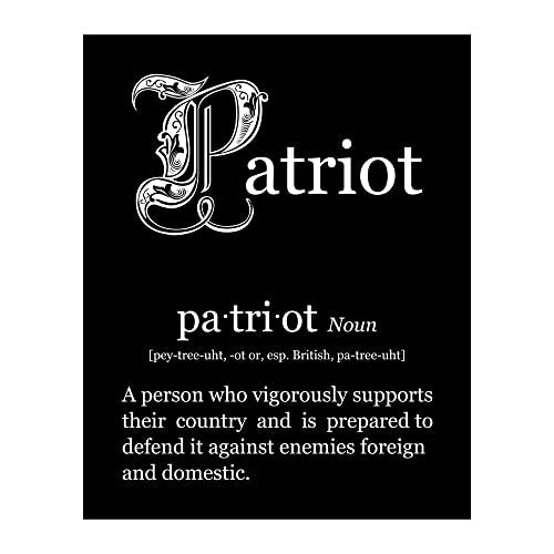 Patriot - Vintage Patriotic Wall Art Poster, This Motivational Wall Decor Is An Ideal Inspirational Art For Home Decor, Bedroom Decor, Man Cave Room Decor Aesthetic, or 4th Of July, Unframed - 8x10