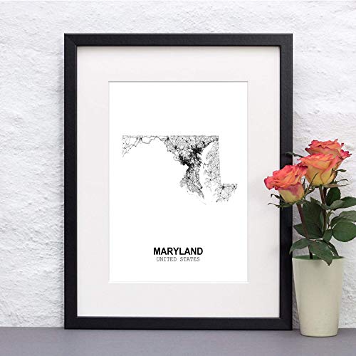 Eleville 8X10 Unframed Maryland United States Country View Abstract Road Modern Map Art Print Poster Wall Office Home Decor Minimalist Line Art Hometown Housewarming wgn177