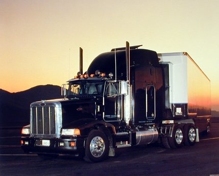 Peterbilt Semi with Trailer Big Rig Truck Wall Decor Art Print Poster (16x20)