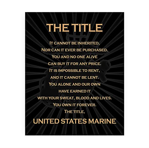 The Title - United States Marine Patriotic US Marine Corps Wall Art Poster, This Military Wall Decor Is An Ideal Wall Art For Marines and Veterans Home and Military -School Decor, Unframed - 8x10”