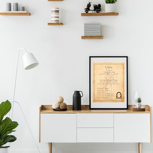 Libra -The Scales - Zodiac Sign Wall Art, Constellation Design Astrology Decor, Horoscope's Adjectives-Primary Elements Wall Print Ideal For Home Decor, Office Decor, Bedroom Decor. Unframed- 8x10"