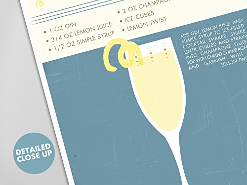 French 75 Cocktail Poster, Retro Food Drink Poster, Vintage Style Graphic Art, Mid Century Modern Design Poster, Cocktail Print, French 75