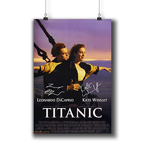 Pentagonwork Titanic Casts Signed Reprint Movie Poster 8.3x11.7 A4 Prints w/Stickers 1997 Film, Leonardo Dicaprio Kate Winslet Autographed, 001-003