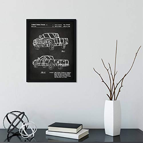 Andaz Press Chalkboard Patent Print Wall Art Decor Poster, 8.5x11-inch, Planes, Trains, Automobiles, Dodge Ram 1997 Patent 1 Poster, 1-Pack, Dodge Truck, Car Enthusiast, Truck Wall Art, Man Cave