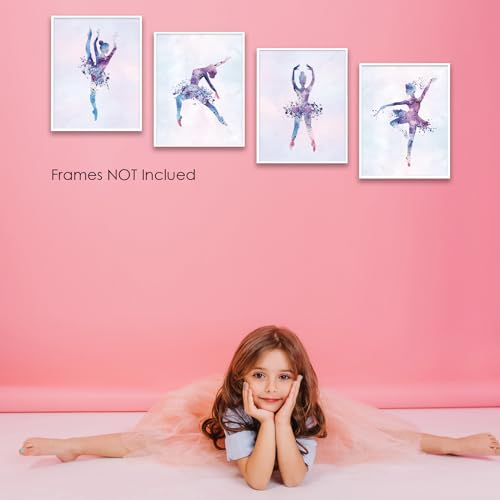 Wall Art Ballet Wall Décor Prints Posters for Room Aesthetic Watercolor Modern Elegant Ballet Dancer Ballerina Gift Dance Artwork for Bedroom Living Room Girls Room, Set of 4 Unframed, 8 x 10 Inch