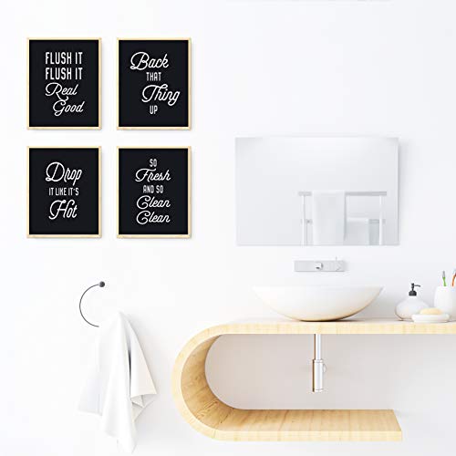 Brooke & Vine Funny Bathroom Decor Hip Hop 80’s 90’s Music Old School Rap Posters Wall Art Prints (UNFRAMED 8 x 10 Set of 4) Black and White Restroom Powder Room Wash Laundry Room Wall Decor Signs -