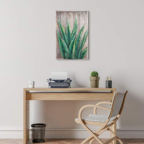 Empire Art Direct Mixed Media Iron Hand Painted Dimensional Wall Art Ready to Hang, 24" x 16", Succulent 1