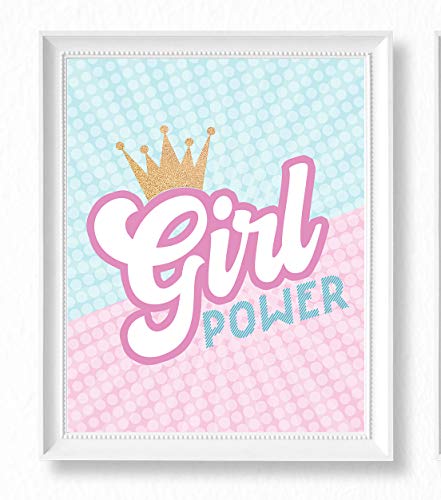 Brooke & Vine Girl Room Wall Decor Art Prints (UNFRAMED 8 x 10) Nursery Wall Decor, Inspirational Wall Art, Motivational Quotes Posters, Kids Tween Teen Room (Girl Power)