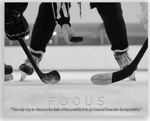 Focus Ice Hockey Goals Sports College Stadium Men Boys Girls Kids Motivational Quotes Posters Bedroom Locker Gift Room Print Office Home Decor 11X14 Inches Unframed