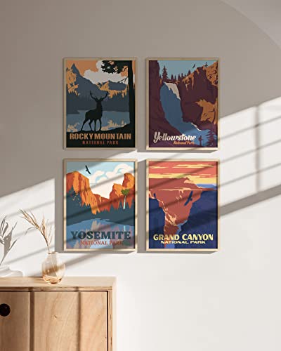 HAUS AND HUES Vintage Poster Set national parks Art Prints Nature Wall Art, and Mountain Print Set Abstract, Mountain Posters, Nature Prints, 8"x10" UNFRAMED