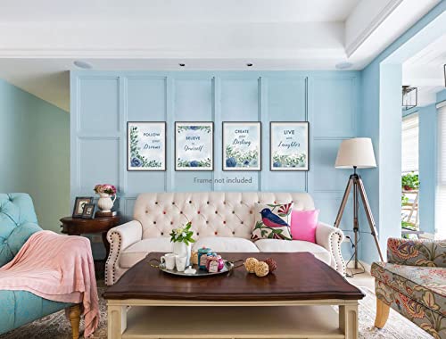 Blue Rose Inspirational Quotes Canvas Wall Art Print,Inspiring Gift for Girl’s,Motivational Sayings Floral Paintings for Girl's Room, Positive Phrases Words Poster for Office,Set of 4 8x10 UNRAMED