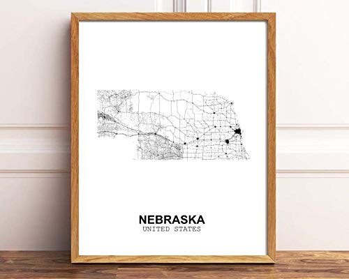Eleville 8X10 Unframed Nebraska United States Country View Abstract Road Modern Map Art Print Poster Wall Office Home Decor Minimalist Line Art Hometown Housewarming wgn184