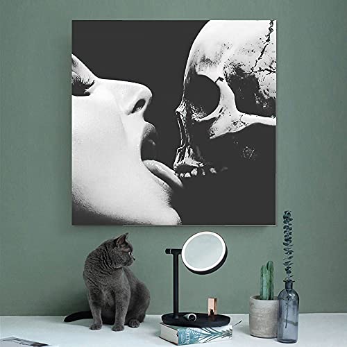 WSZGR lick skull Lick Macabre art, eternal love Wall Art Picture Print Modern Family bedroom Decor Posters 12x12inch(30x30cm)