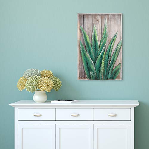 Empire Art Direct Mixed Media Iron Hand Painted Dimensional Wall Art Ready to Hang, 24" x 16", Succulent 1