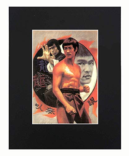 XQArtStudio Bruce Lee Portrait Art Print Moive Picture Photograph Mini Poster Gift Wall Decor Display Size with Matted 8x10