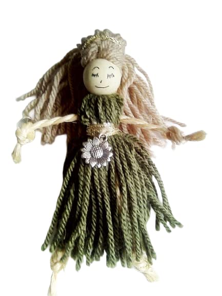 Handmade green witch doll, poppet doll, pagan doll.