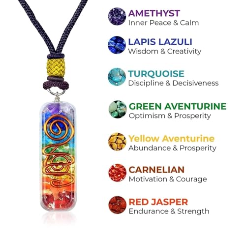 Orgonite Crystal Seven chakra FOL pyramid & Pendant Set, Orgonite Pyramid for Energy Healing - Orgonite Kit - Protection With Seven Chakra Orgonite Necklace