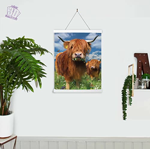 3D LiveLife Lenticular Wall Art Prints - Highland Cattle from Deluxebase. Unframed 3D Cow Poster. Perfect wall decor. Original artwork licensed from renowned artist, David Penfound