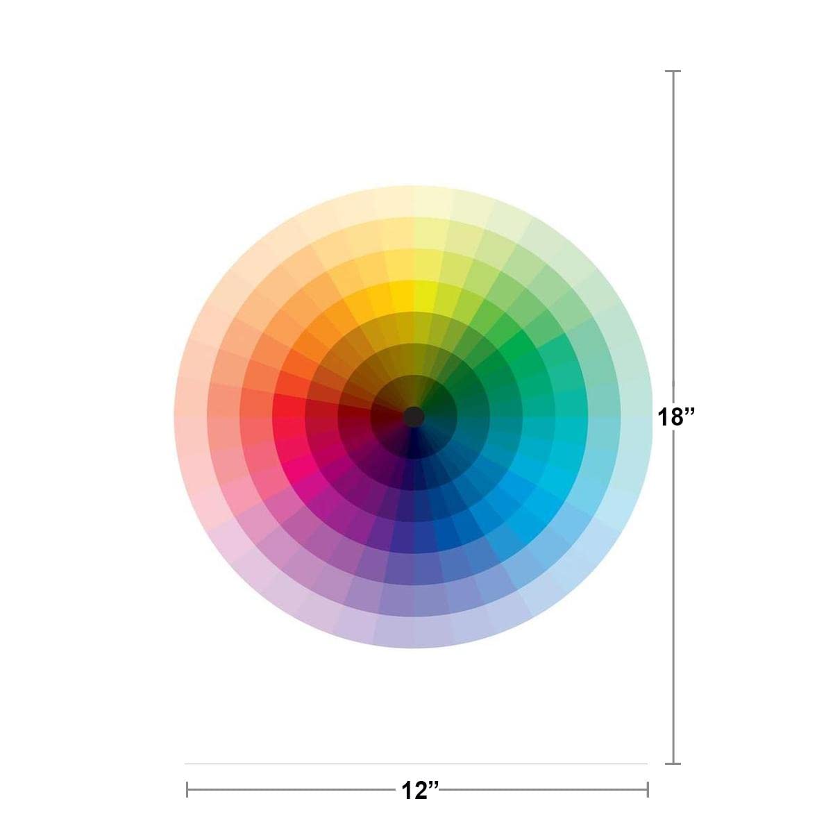 Full Spectrum Color Wheel Circle Chart Poster Graduation from Black to White to Rainbow Colors Diagram Educational Reference Cool Wall Decor Art Print Poster 12x18