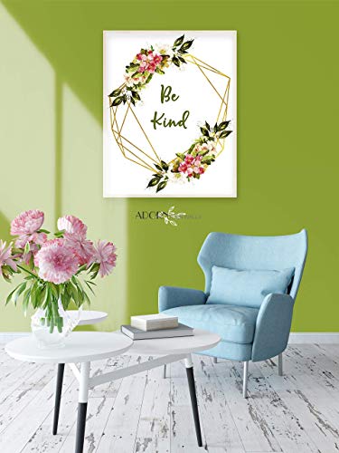 Strong Girl Print - Be Kind Poster - Choose Kindness Boho Bedroom Picture - Inspirational Quote Wall Art for Teens - Rustic Farmhouse Nursery Wall Decor - Girls Room Flower Artwork - 8x10 UNFRAMED