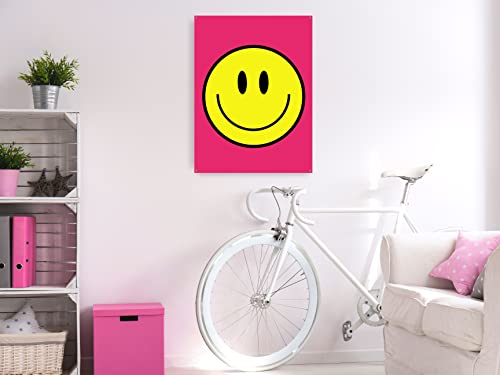Preppy Room Decor Aesthetic Smiley Face Poster Wall Art for Teen Girls Bedroom, Cute Preppy Prints, Posters , Gifts for Teens Girls Y2K Room or Dorm Decoration. 12x16in, UNFRAMED, Hot Pink