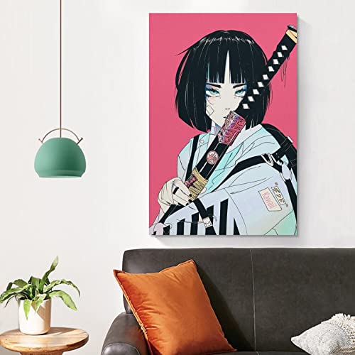 ASQUAR Japanese Anime Samurai Girl Kawaii Poster Canvas Print Artwork Wall Art Decor Poster for Modern Homes Office Bedroom 12x18inch(30x45cm)