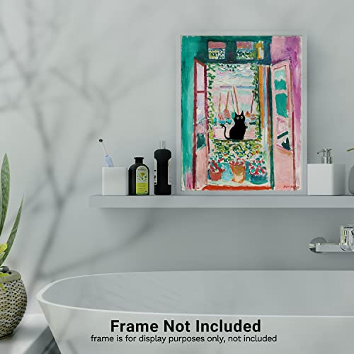 Henri Matisse Wall Art - Matisse Prints - Famous Open Window Poster - Black Cat Poster - Funny Cat Wall Decor Print - Cat Wall Art - Matisse Abstract Vintage Wall Art & Decor, 8x10" Unframed