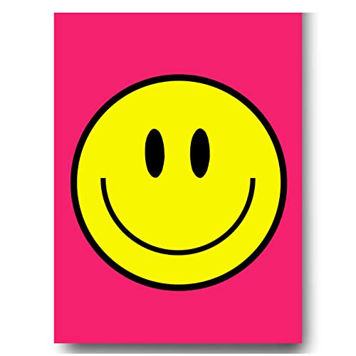 Preppy Room Decor Aesthetic Smiley Face Poster Wall Art for Teen Girls Bedroom, Cute Preppy Prints, Posters , Gifts for Teens Girls Y2K Room or Dorm Decoration. 12x16in, UNFRAMED, Hot Pink