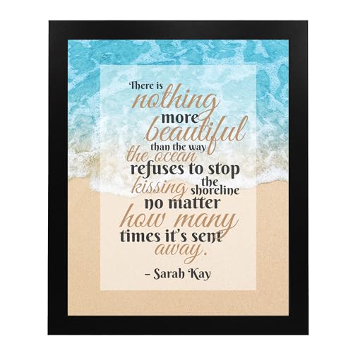 Sarah Kay-"There Is Nothing More Beautiful"-Inspirational Quotes Wall Art-8 x 10"-Beach Decor Poster Print w/Ocean Photo-Ready to Frame. Poetic Wall Sign for Home-Office-Studio-Beach House Decor.