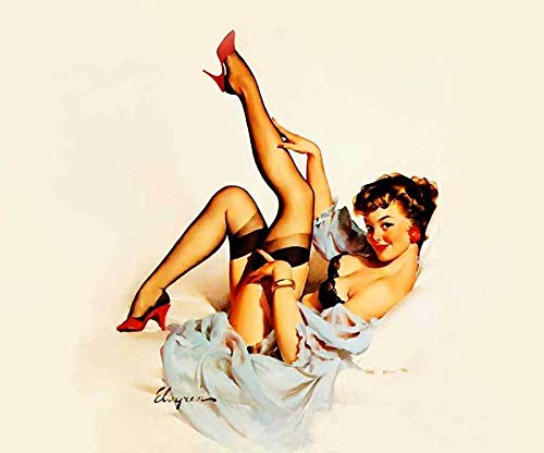 VINTAGE PINUP GIRL Gil ELVGREN CANVAS ART PRINT Sexy legs in Air"" Paintings Oil Painting Original Drawing Poster Photo Wall (8x10inch NO Framed)