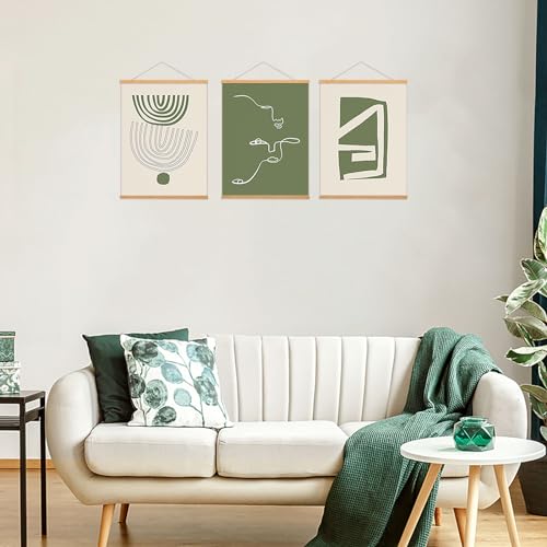 FALAMON 3 Pack Magnetic Poster Hanger Frame, Teak Wood Magnet Poster Frame for Posters, Prints, Photos, Pictures, Maps, Scrolls, and Canvas Artwork