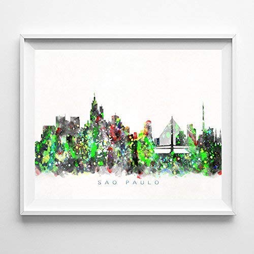 Sao Paulo Brazil Watercolor Skyline Poster Cityscape Wall Art Print Home Decor Watercolour Artwork - Unframed
