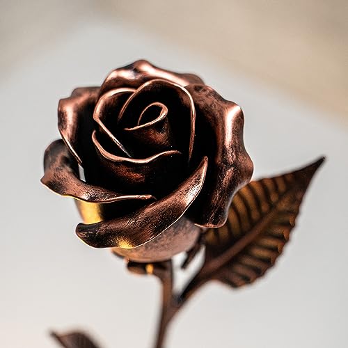 Handcrafted Metal Rose (Copper Stained) - Romantic Anniversary Flower