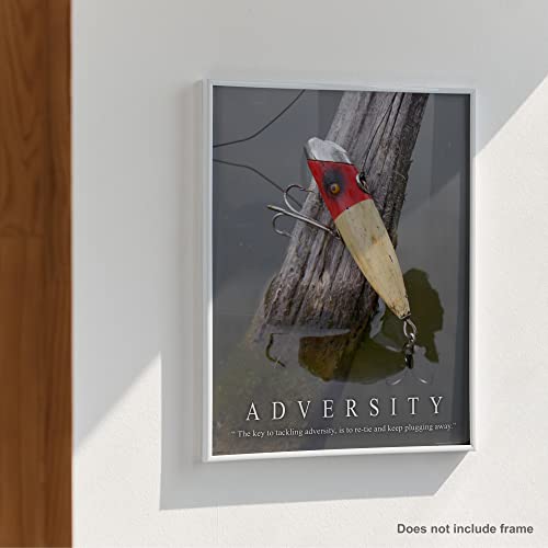 Fishing Motivational Poster Art Print Large Mouth Bass Walley Muskie Lures Poles 11x14 Wall Decor Pictures